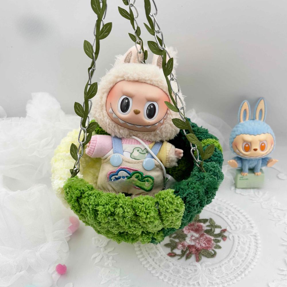 15/17 см Кукла Лабубу Гамак-качели Красочные Подвесные Аксессуары для кровати, Качели для куклы Лабубу Простая уличная игрушка для виниловых кукол Аксессуары для игровой площадки