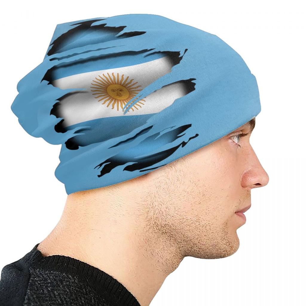 Аргентинский рваный флаг, тату-черепа, шапки, уличная одежда, зимняя теплая вязаная шапка, унисекс, для взрослых, аргентинские гордые шапки с капюшоном