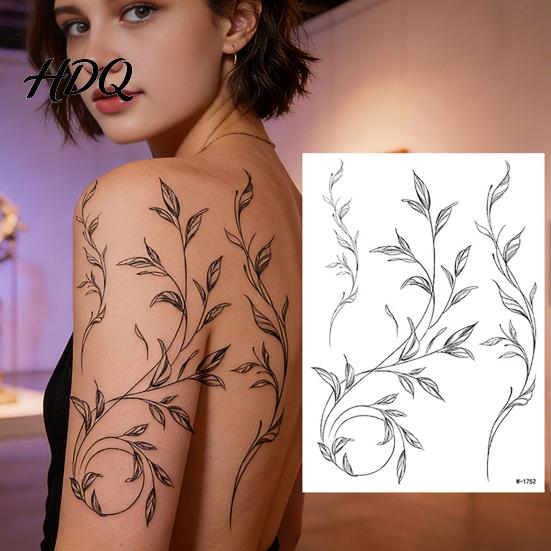 Сменные переводные татуировки 1 лист Временные наклейки Водонепроницаемые Цветы Листья Татуировки Наклейки на плечо Поддельные татуировки на руки ноги спину для мужчин