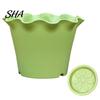 Leakage Proof Balcony Pots Large Flower with Drainage Holes And Tray Saucers, Ruffled Edge Planter Lightweight Durable Resin for Indoor Outdoor