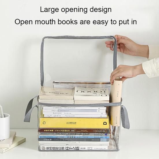 Multifunctional Storage Box Foldable Book Box with Handle Zipper Closure Waterproof Toy Box Transparent Storage Case