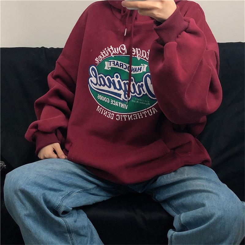 Women Long Sleeve Hooded V Neck Loose Pullovers Female Tops Solid Color Sweatshirts