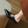 Fashion 2025 New Ladies Genuine Leather Mules Fashion High Heel Chunky Heels Summer Slippers Women Casual Office Black Brown Shoes Woman