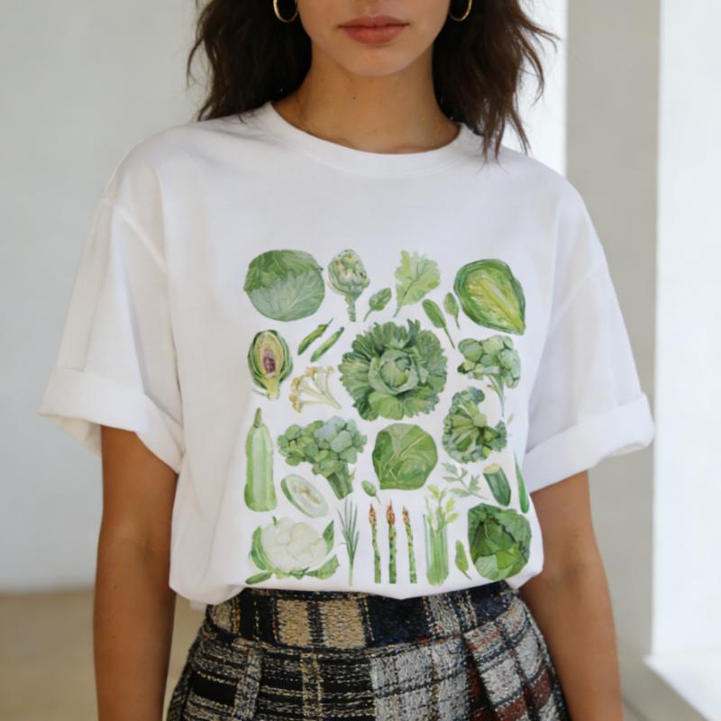 Vintage Botanical Vegetable Graphic TShirt Cute Vegan Aesthetic Gardening Top Unisex Cottagecore Fashion Loose Womens Shirt