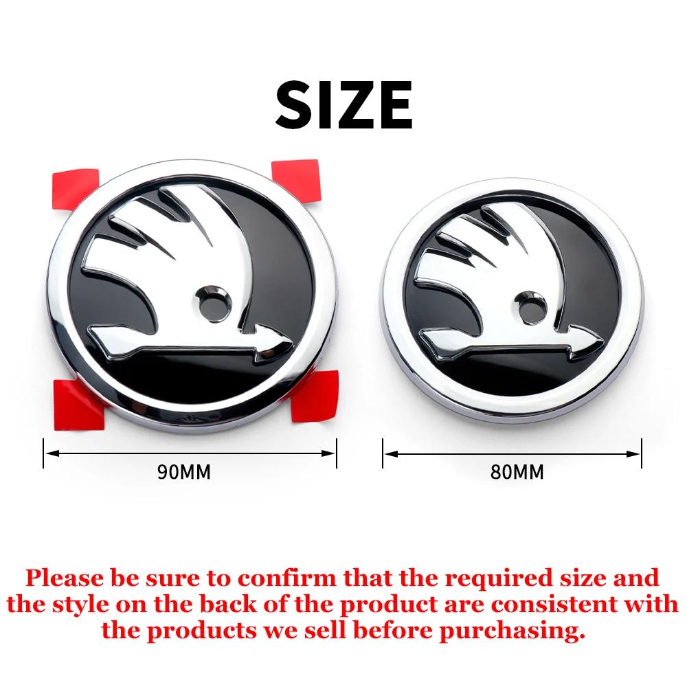 Car Sticker 2pcs 80/90/100mm Car Front Hood Badge Rear Trunk Emblem Sticker for Skoda Rapid Fabia Octavia 2 A7 Yeti Superb 3 A5 