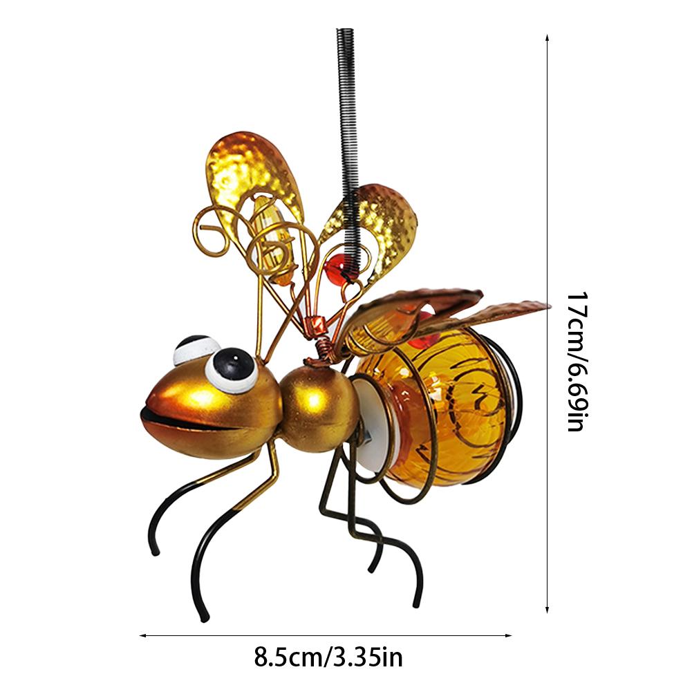 Солнечные гирлянды в виде жуков, металлическая железная статуя насекомого со светодиодной лампой в виде крылатого муравья, наружное подвесное украшение для дерева для двора, садового искусства, декора