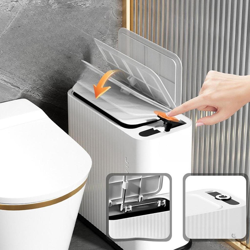 Slim Garbage Can Bathroom Bin with Lid Trash for Living Room