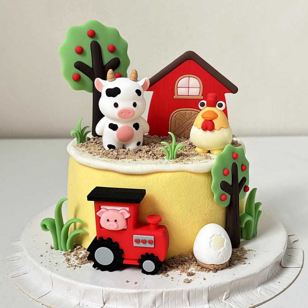 Farm Animal Cake Topper Farm Cow Cake Topper Cartoon Animal Cake Topper Farm Animal Themed Birthday Party Decorations