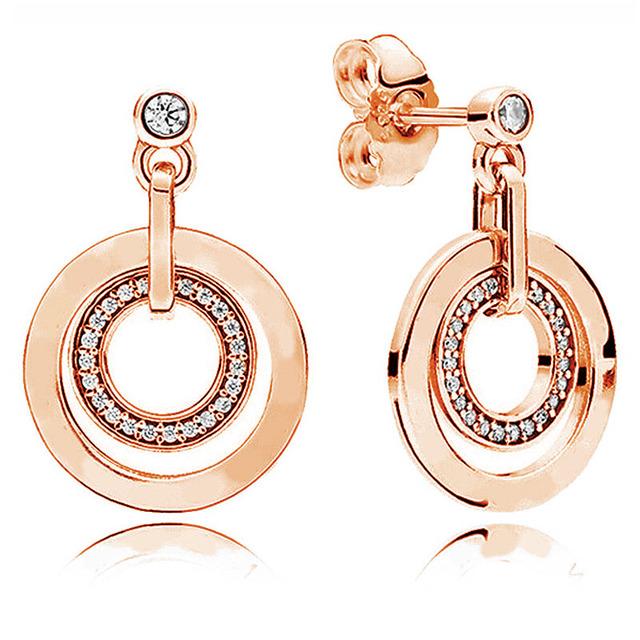 Серьги из стерлингового серебра 925 пробы Allure Of Faith Signature Circles Moments, очаровательные серьги-кольца с двойным кольцом для женщин, модные украшения