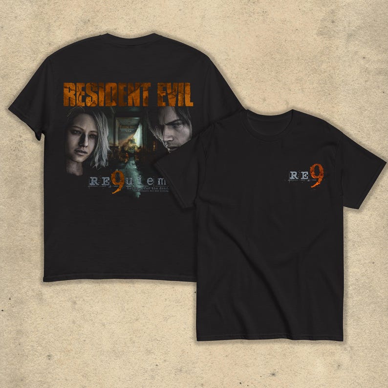Resident Evil Leon S Kennedy Dark Art Унисекс Футболка Хардкорное Игровое Хлопок Повседневный Топ с Коротким Рукавом Удобные Футболки