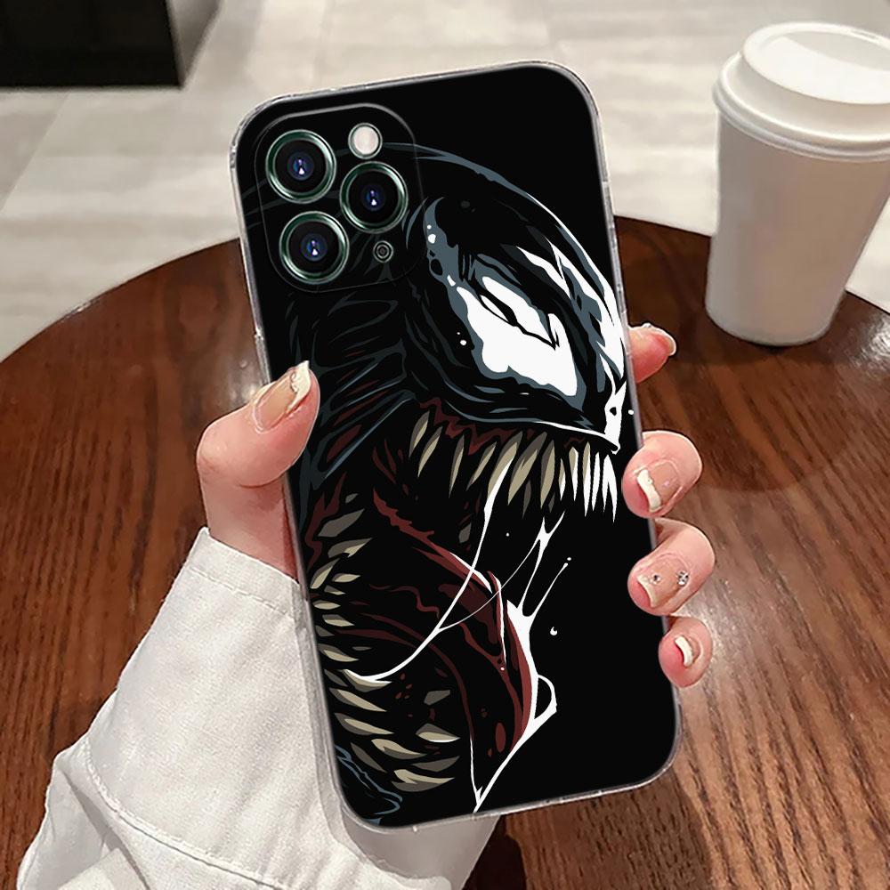 Прозрачный чехол для телефона Marvel с головой Венома для iPhone 17 Pro Max 17E 11 12 13 14 15 16 Pro Max 15 Plus 17 Air 16E 7 XS Мягкая крышка