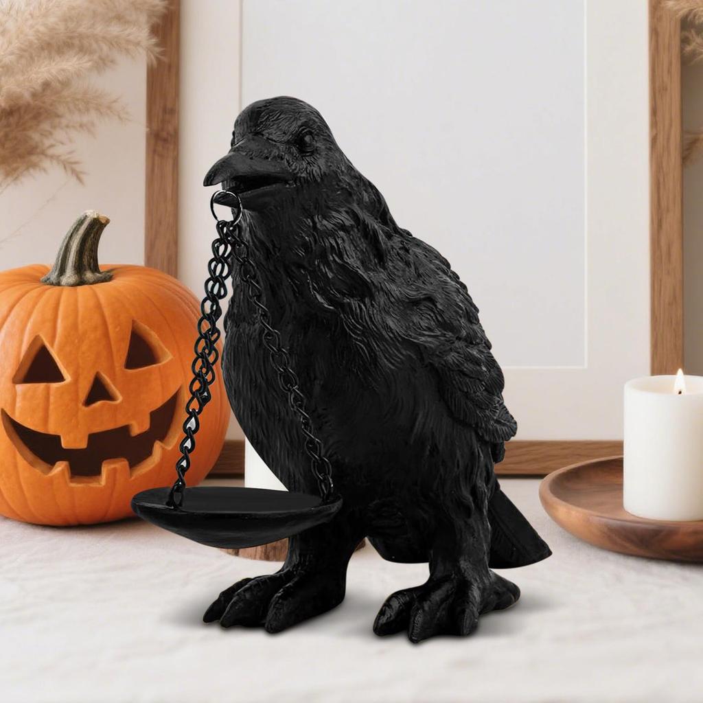 Candle Holder Resin Raven Lamp Candle Sticks Holder Scary Statue Decorative Table Centerpieces for Kitchen Events Indoor