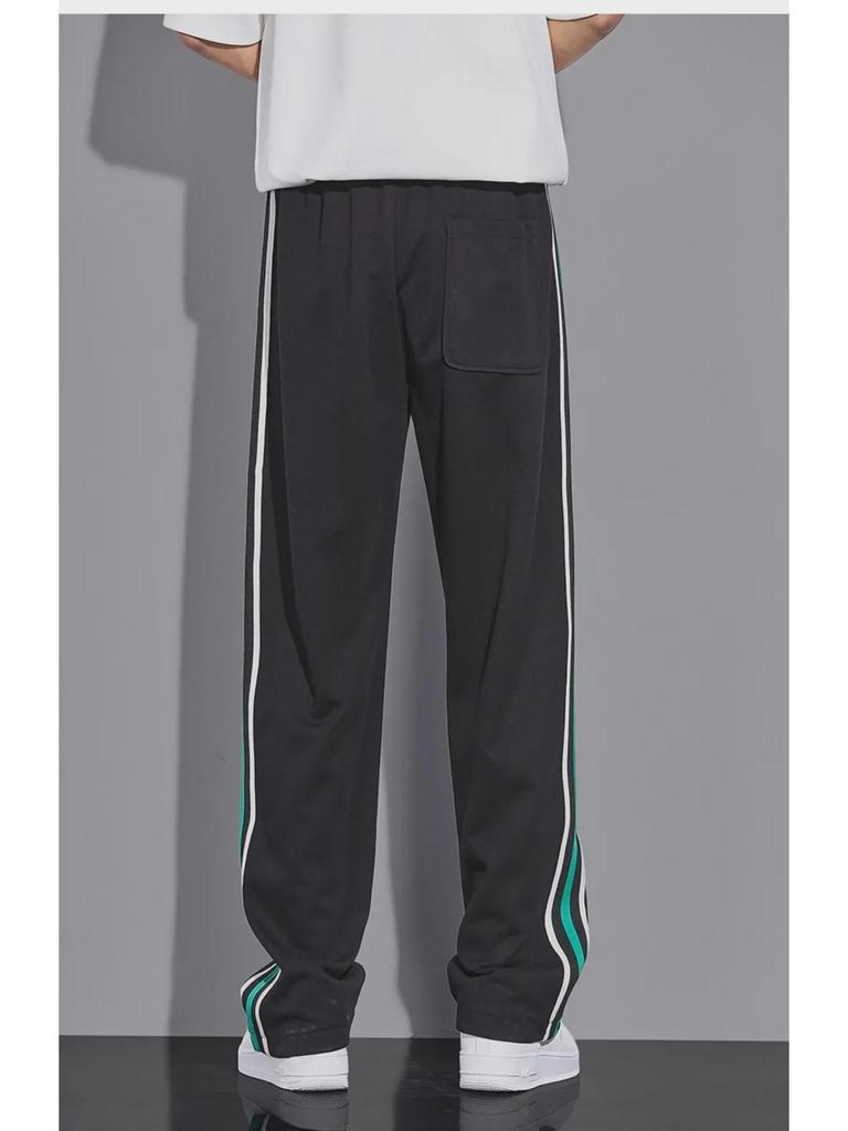 Мужские модные летние широкие брюки в полоску - свободный покрой, повседневный спортивный стиль