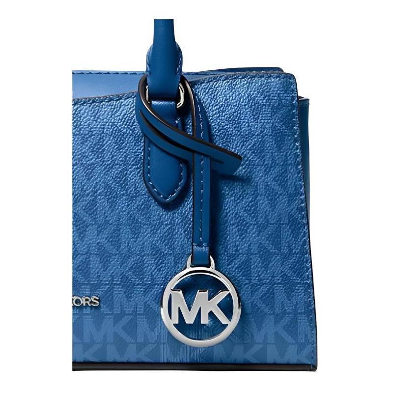Michael Kors ARDEN Серебристый Металлический Логотип Шарм Холщовая Сумка на Плечо Маленькая Женская Цвет Галактический Синий