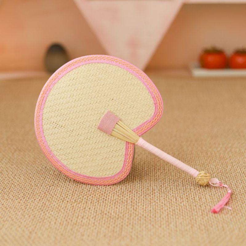 Handmade Natural Straw Palm Fan Woven Handheld Fan Portable Summer Cooling Fans For Party Wedding Camping Home Decoration