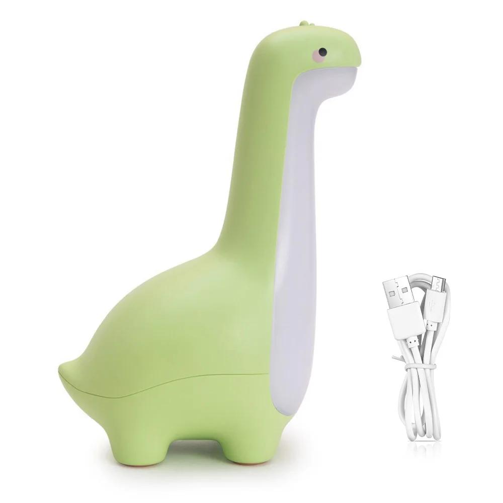 Dinosaur Night Light for Kids - USB Rechargeable LED Nursery Lamp with 3 Colors, Cute Cartoon Bedside Feeding Light & Sleep Aid