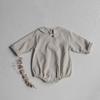 Autumn Linen Double-Breasted College Style Long-Sleeve Bodysuit for Babies