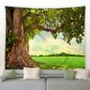 Tropical Jungle Green Leaf Landscape Tapestry Natural Mountain River Plant Tree Wall Hanging Picnic Mat Room Home Decoration