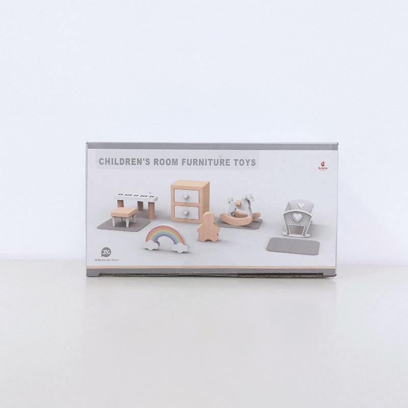 Миниатюрный кукольный кухонный набор: Имитация мебели и еды для детской игровой сцены