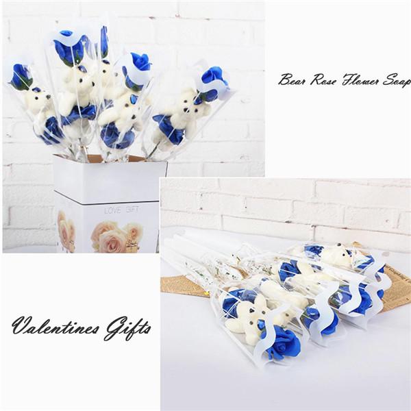 Single Bear Rose Flower Soap Flower Birthday Simulation Soap Flower Activity Small Prize