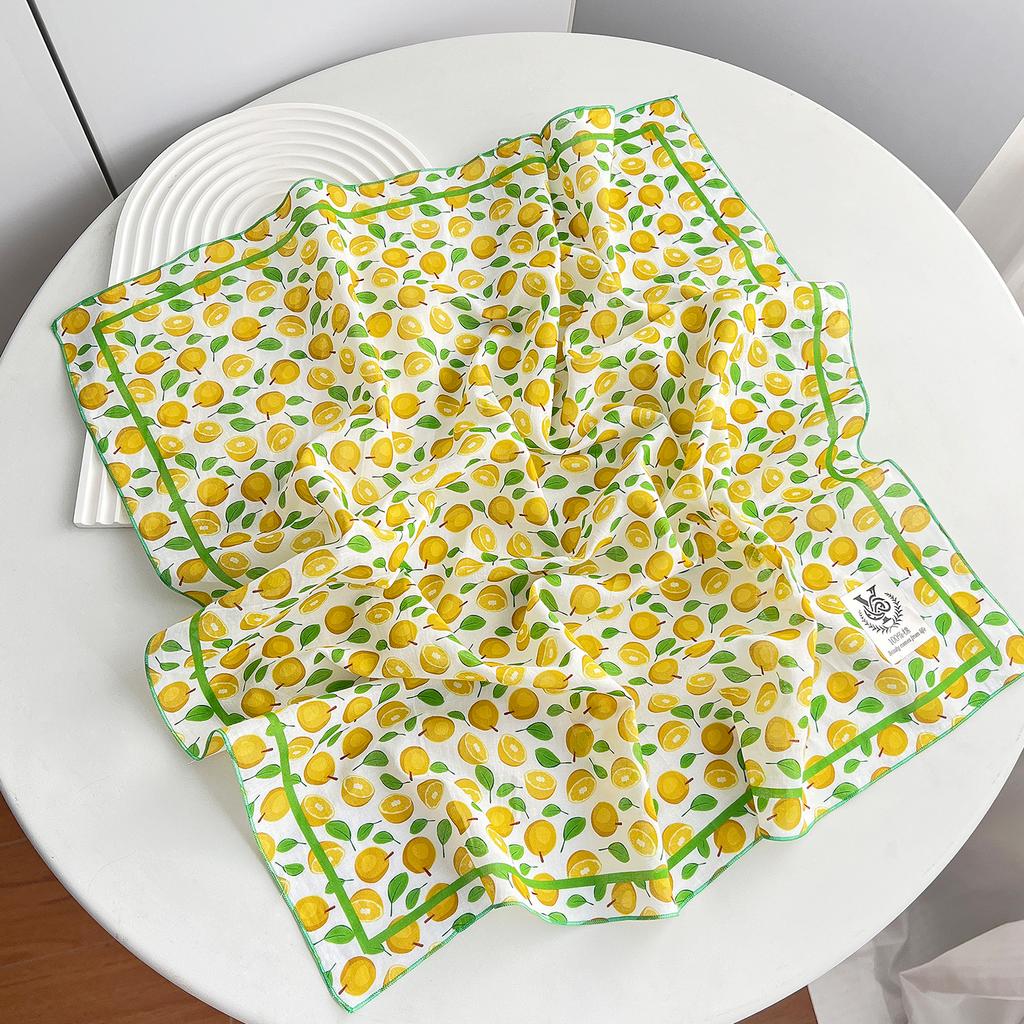 Korean version of the new small fresh printing small square scarf women's summer 111% pure cotton soft multi-functional decorative silk scarf scarf