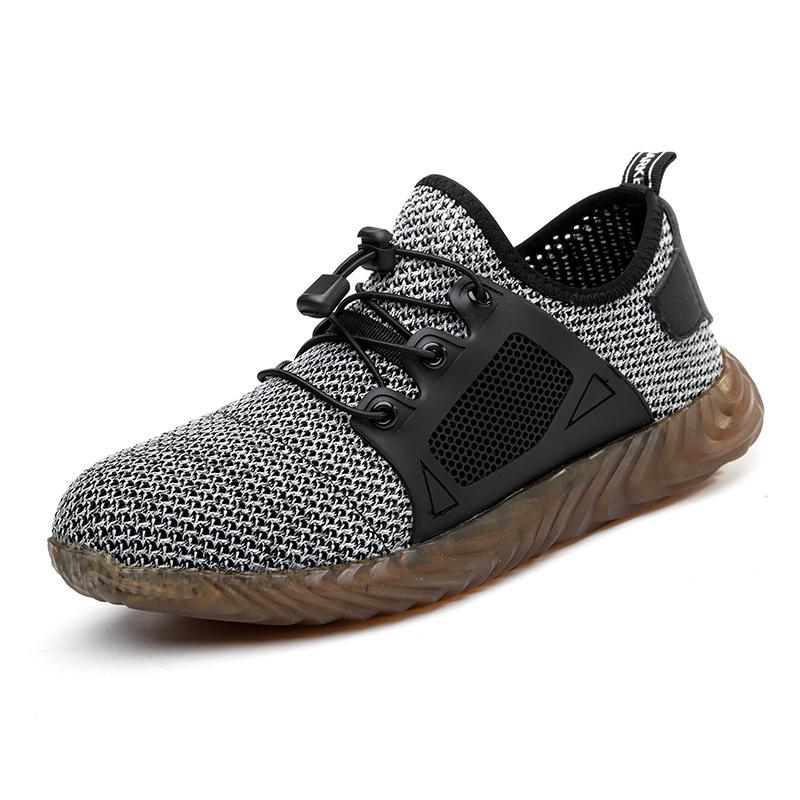 Мужская рабочая защитная обувь со стальным носком для пешего туризма, термоусадочная противоскользящая повседневная обувь большого размера с защитой от столкновений, внутренний материал: Сетка