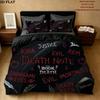 Death Note Pattern Bedding Quilt Set Quilt Cover Pillowcase Home Birthday Gift(1 * duvet cover + 2 * pillowcase, without core)