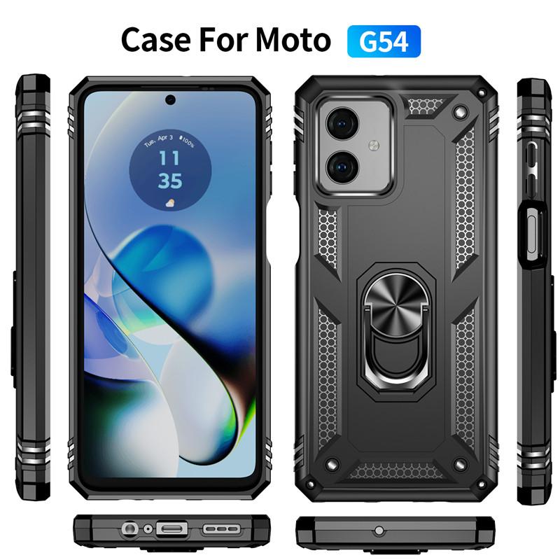 Чехол для Motorola Moto G54, роскошный противоударный чехол для телефона Moto G54 G 54 MotoG54, автомобильный магнитный держатель с кольцом, задняя крышка