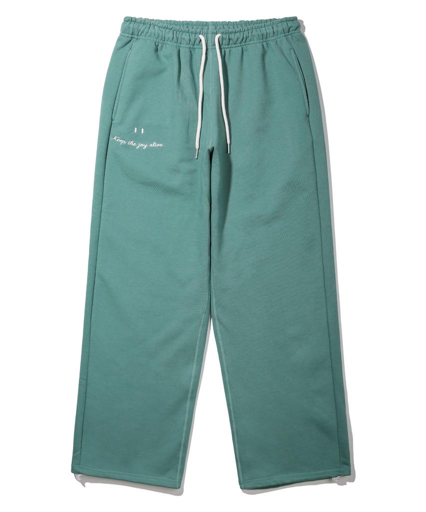 BAKKEN Smile Embroidered Logo Semi-Wide Sweatpants Bk9985_Green