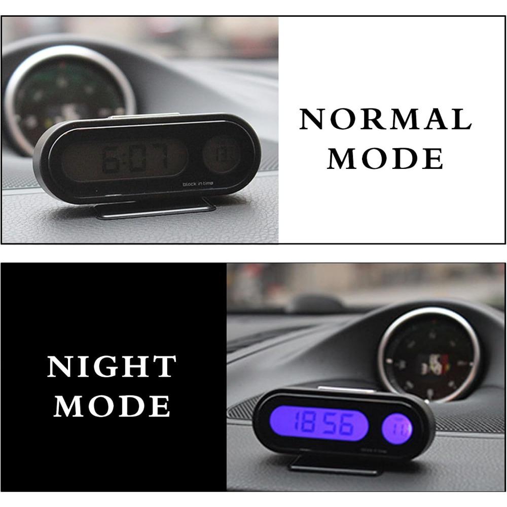 Цифровые автомобильные часы с дисплеем температуры - светодиодная подсветка Автомобильные часы для приборной панели с термометром - режим день/ночь Часы для салона автомобиля