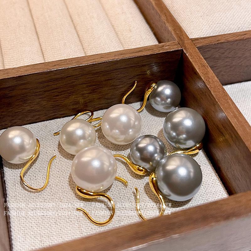 Серьги из натурального пресноводного жемчуга в стиле ретро с позолотой от французского производителя - Star Style