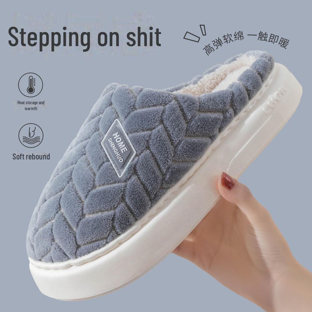 Женские плюшевые хлопковые зимние тапочки — толстые и теплые для использования на открытом воздухе, бесплатная доставка для мужчин