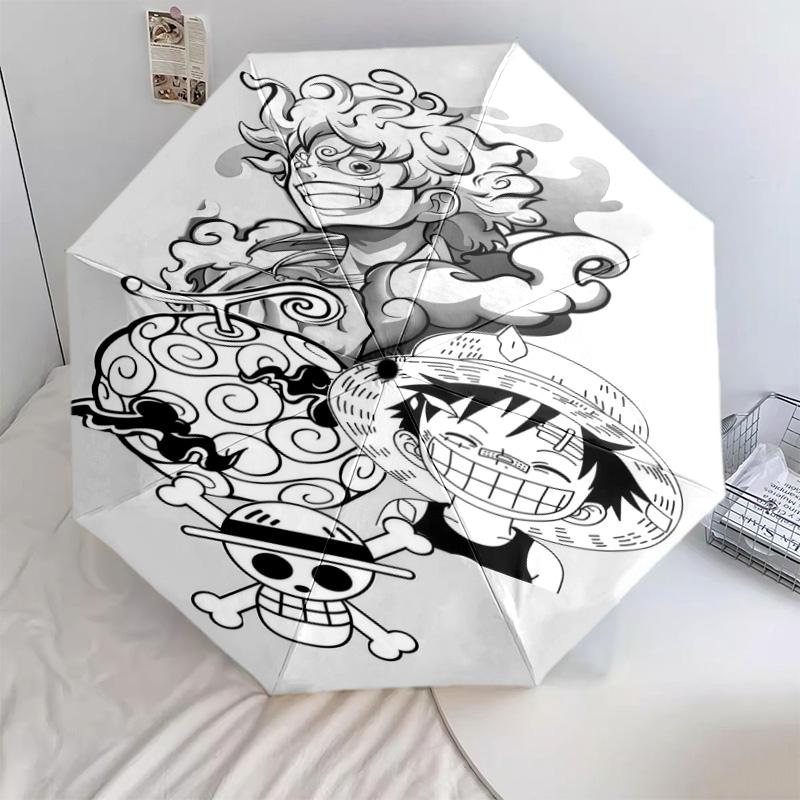 1 шт. Автоматический складной зонт - Узор Luffy D Портативный складной дизайн с 8 спицами Рождественские подарки на день рождения