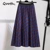 Spring Summer Women's Floral Printed Pleated Skirts High-waisted Vintage Bohemian Ruched Fashion Casual Long Skirt QT958