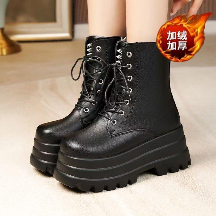 Увеличение роста показывает длину ноги тонкие туфли на платформе 9 см британские хлопковые ботинки женские осенне-зимние новые короткие ботинки на платформе короткие ботинки Martin