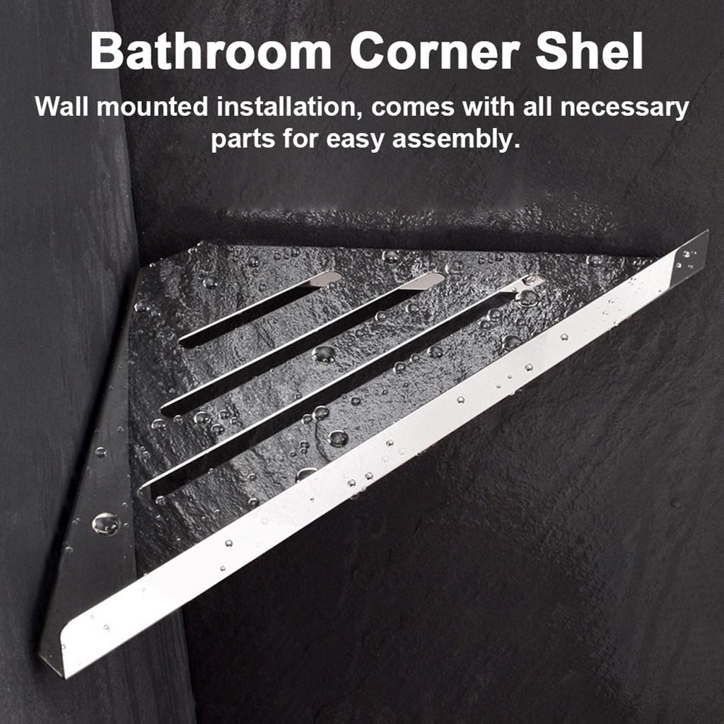 Stainless Steel Triangular Storage Shelf Shower Corner Shelf Rack Organizer for Home Bathroom