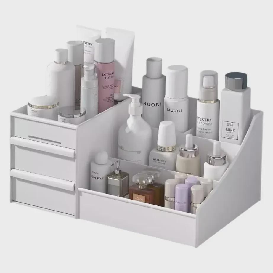 Large Plastic Drawer Cosmetic & Skincare Organizer for Desk