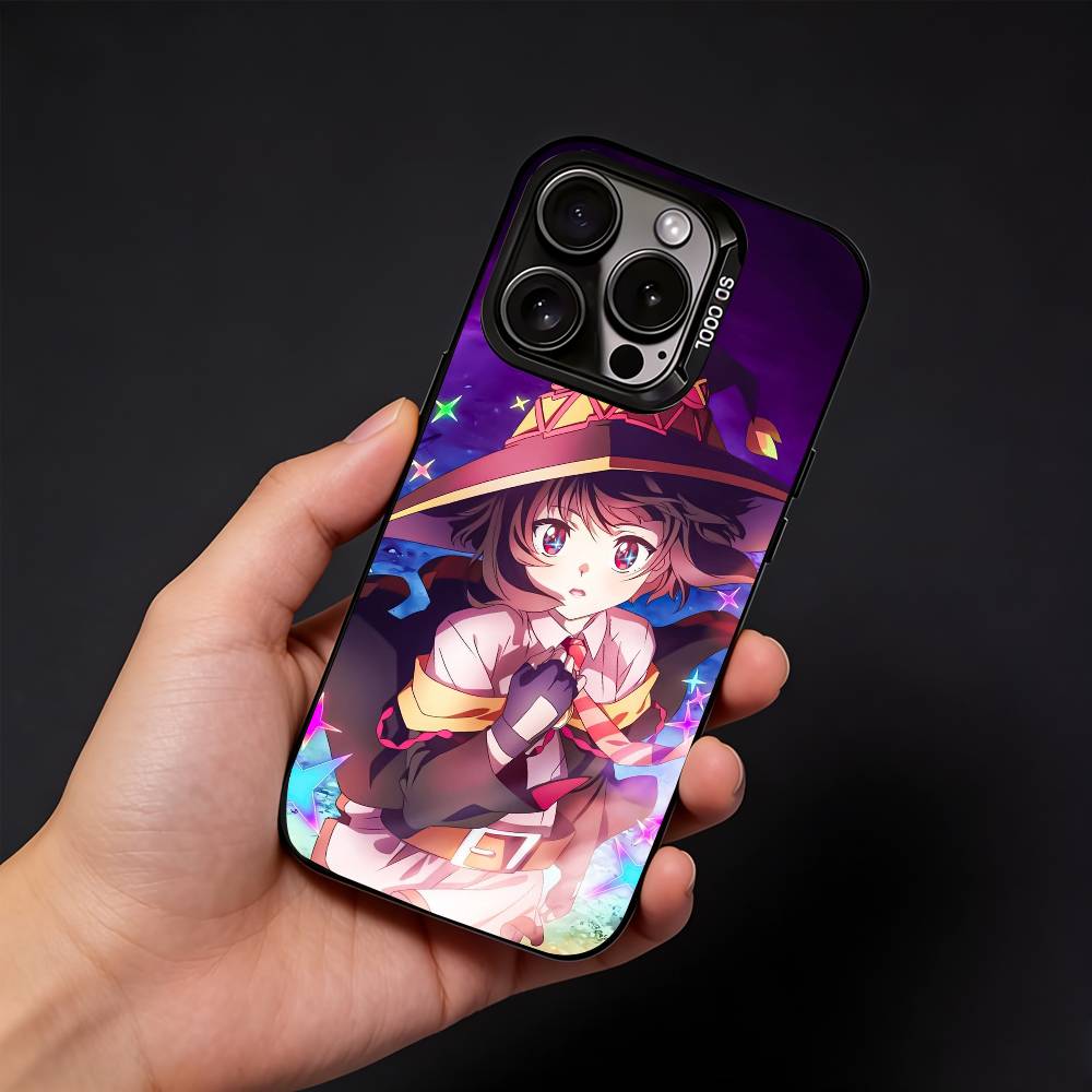 Чехол для телефона Megumin Anime K-KonoSuba для iPhone17, 16, 15, 14, 13, 12 Pro Max Черный Матовый Конфетный Ударопрочный Чехол