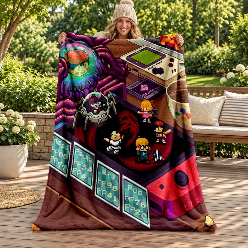 Earth Bound blanket Flannel Blanket Soft Cozy Plush Throw for Sofa Bed Lightweight Home Decoration Gifts for Christmas various holidays