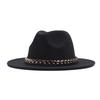 New chain accessories hat women's flat brim autumn and winter woolen solid color top hat children's British black jazz top hat