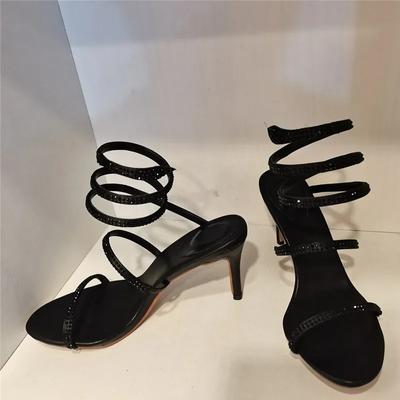 2024 Новые женские туфли на высоком каблуке, модные индивидуальные сандалии со спиральным ремешком, дизайнерские роскошные женские туфли со стразами на высоком каблуке 10 см