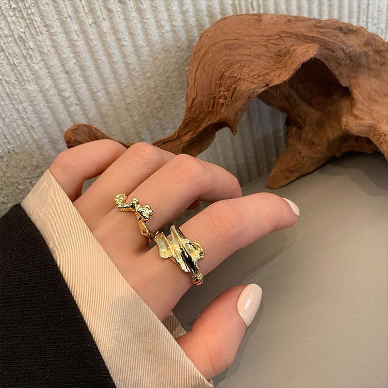 Elegant Korean Style S925 Open Adjustable Ring For Women With Unique Geometric Design