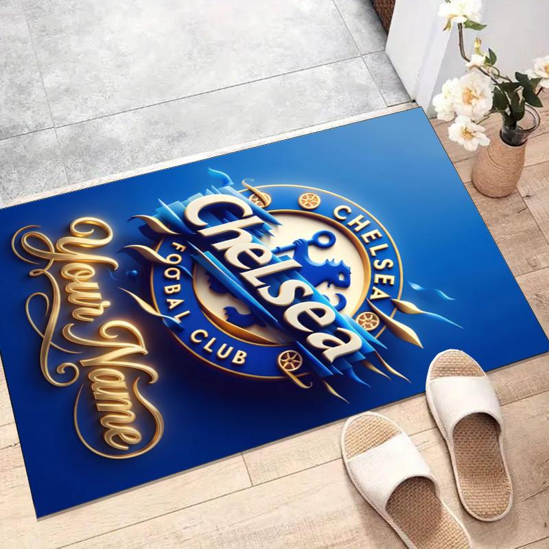 Custom C-Chelsea Mat Personalized Name, Polyester Washable Indoor Entryway Rug, Gift for Christmas, Easter, Thanksgiving Day