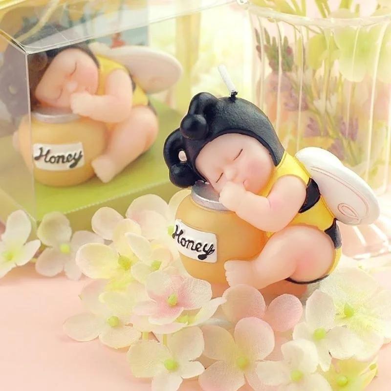 Lovely Sleeping Bee Baby Cake Birthday Ornament Creative 3D Resin Candle Silicone Molds Fondant Soap Moulds House Baking Tools