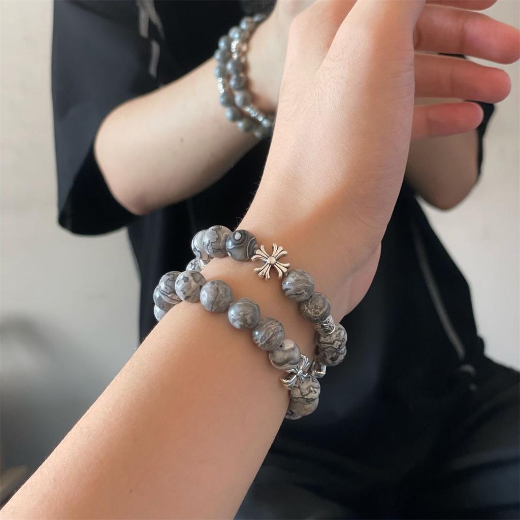 Браслет из камня с картой цветов, мужской, универсальный, нишевый дизайн, высококлассный, хип-хоп, уличный, парные аксессуары, модные аксессуары