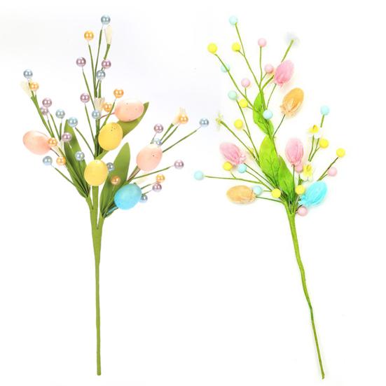 1Pc/3Pcs Artificial Easter Berry Stems with Foam Eggs Decor Spring Faux Floral Picks for Home Centerpiece Vase Arrangements Easter Table Decor