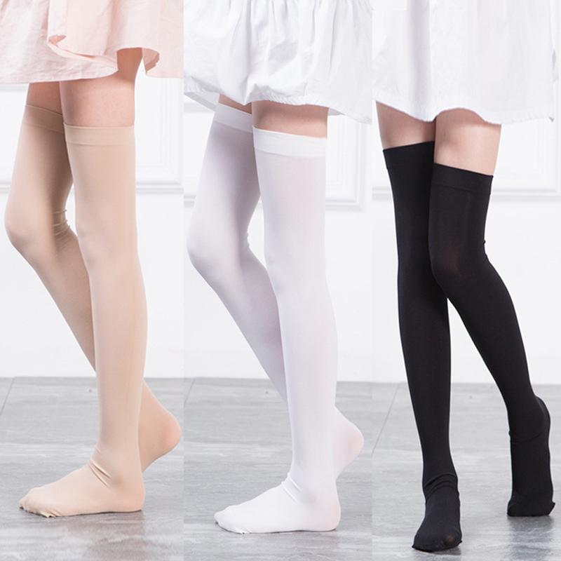 Fashion Women Varicose Veins Stockings Thigh High Compression Closed Toe Long Socks Non-Slip Over The Knee Socks for School