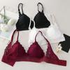 Lace Beauty Back Wrapped Chest Gathered Breathable Bra Solid Color Triangle Cup Bra