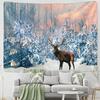 Christmas Woods Tapestry Wall Hanging Holiday Gift New Year Elk Snow Scene Psychedelic Witchcraft Home Decor