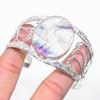 Natural Fluorite Gemstone 925 Sterling Silver Cuff Bangle Adjustable i6I11